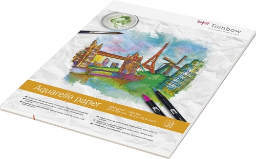 Hartie pentru pictura in acuarela 24 x 32 cm, 15 file, 300 g/m² Tombow